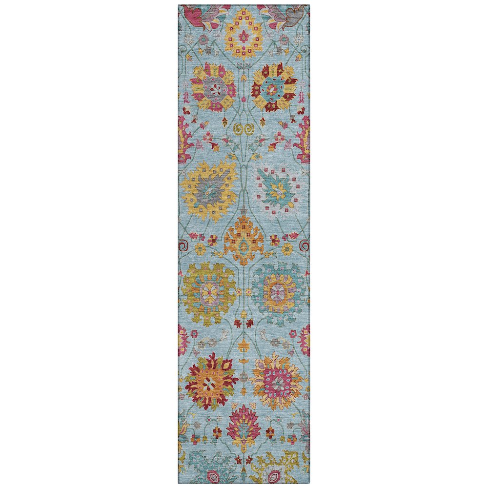 Machine Washable Indoor/Outdoor Chantille ACN2288 Blue 2'3" x 7'6" Runner Rug. Picture 1