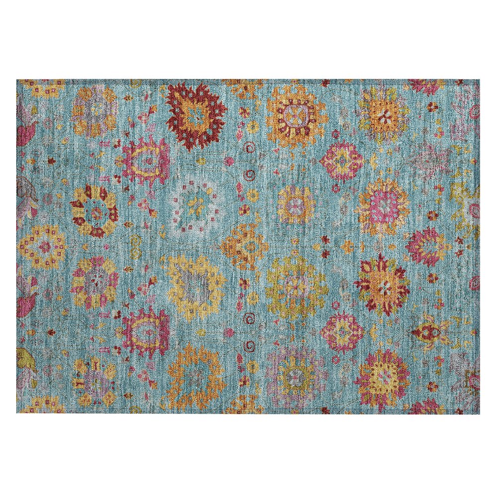 Machine Washable Indoor/Outdoor Chantille ACN2288 Teal 1'8" x 2'6" Rug. Picture 1