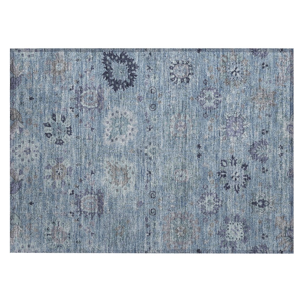 Machine Washable Indoor/Outdoor Chantille ACN2289 Blue 1'8" x 2'6" Rug. Picture 1