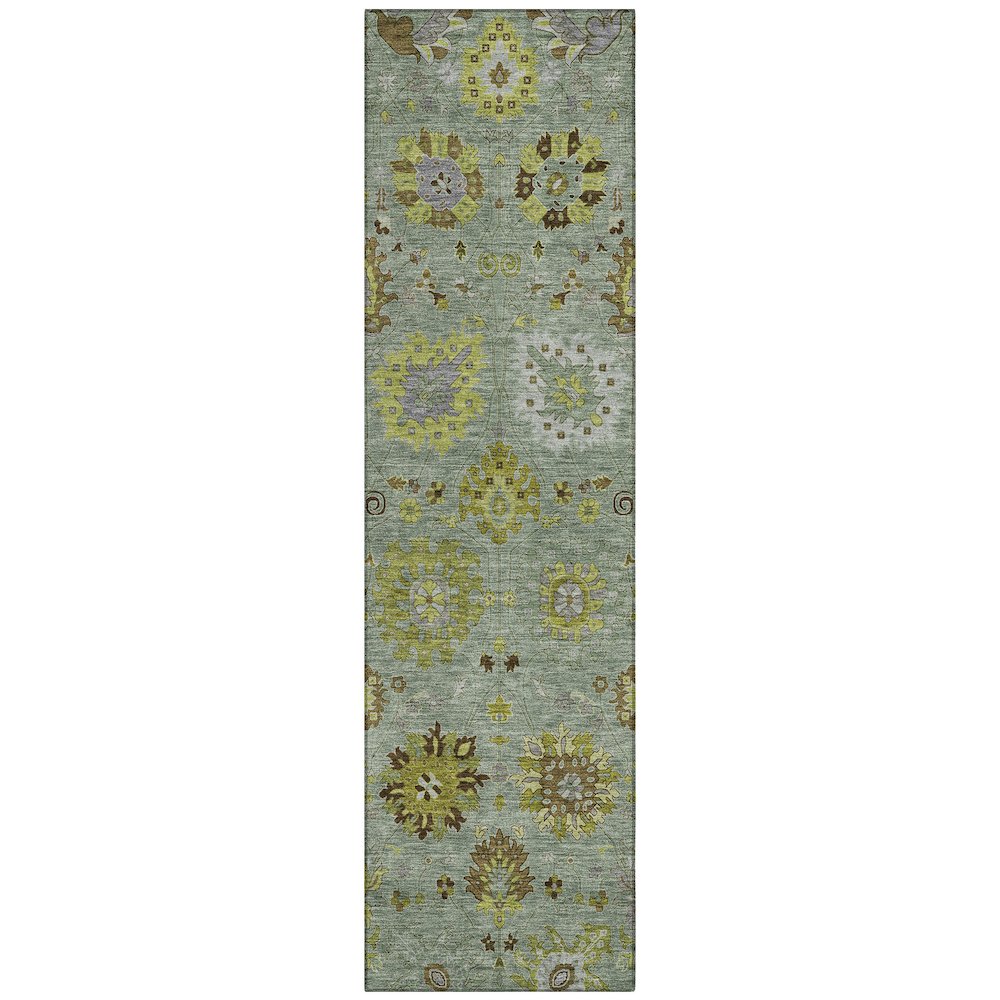 Machine Washable Indoor/Outdoor Chantille ACN2289 Green 2'3" x 7'6" Runner Rug. Picture 1