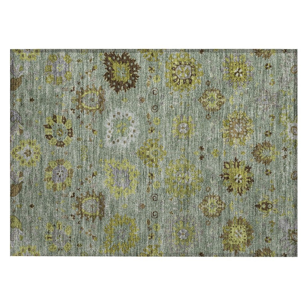 Machine Washable Indoor/Outdoor Chantille ACN2289 Green 1'8" x 2'6" Rug. Picture 1