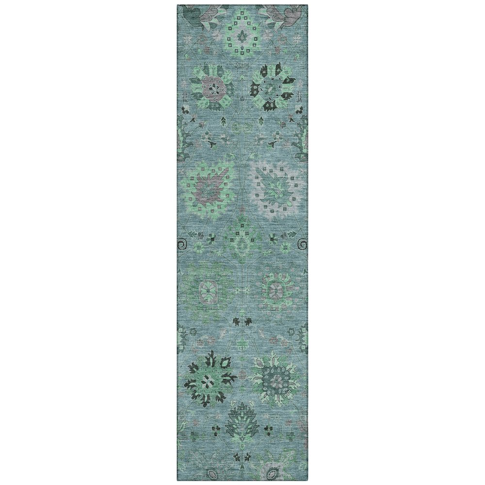 Machine Washable Indoor/Outdoor Chantille ACN2289 Teal 2'3" x 7'6" Runner Rug. Picture 1