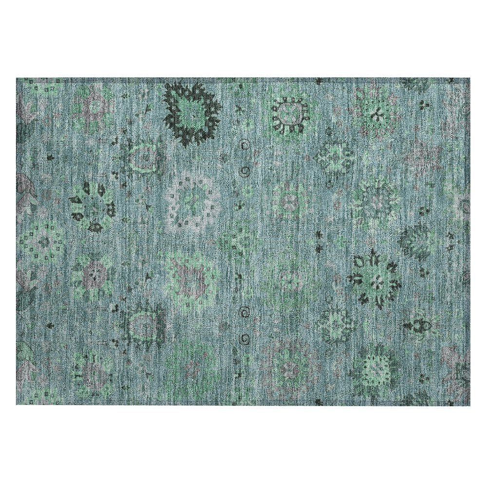 Machine Washable Indoor/Outdoor Chantille ACN2289 Teal 1'8" x 2'6" Rug. Picture 1
