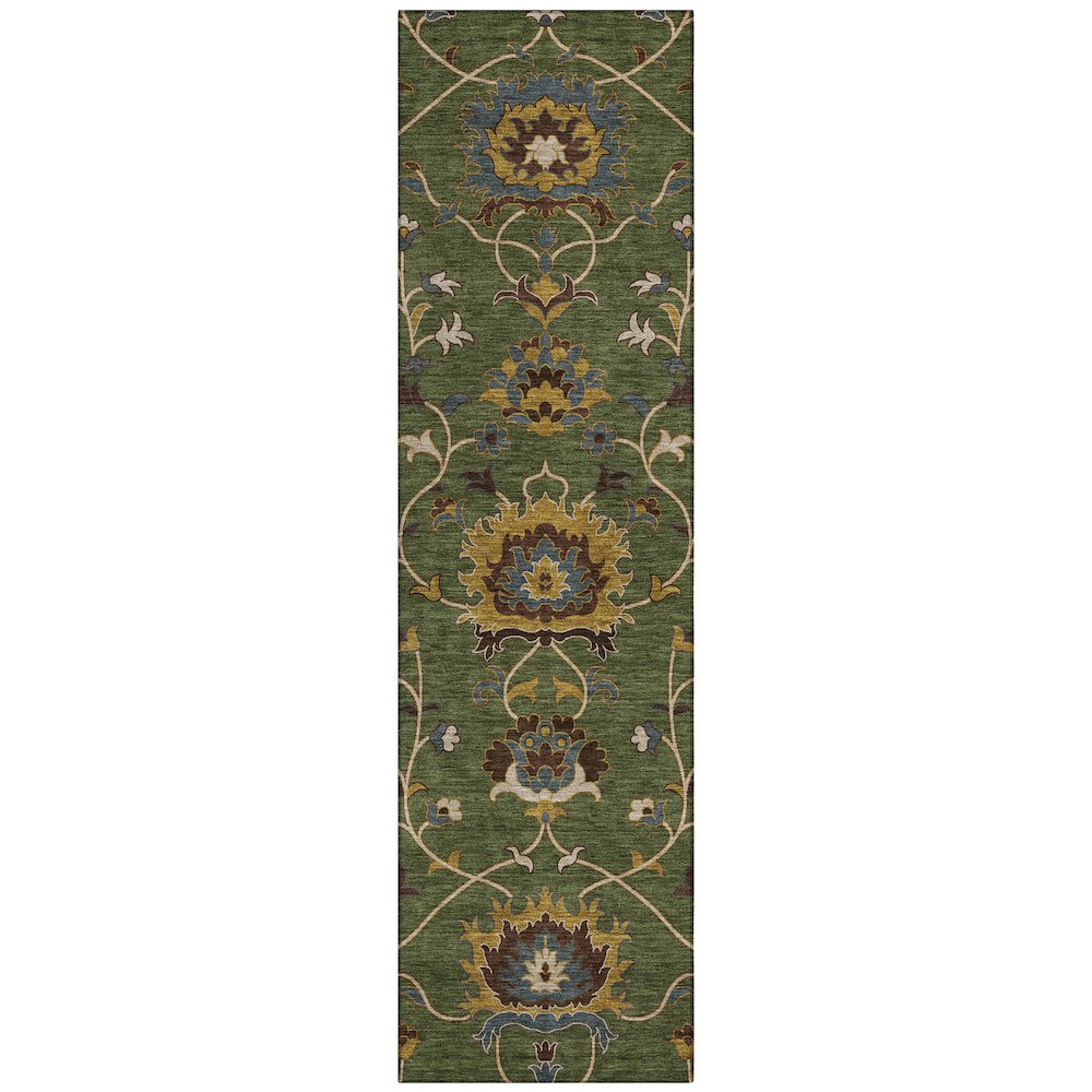 Machine Washable Indoor/Outdoor Chantille ACN2290 Green 2'3" x 7'6" Runner Rug. Picture 1