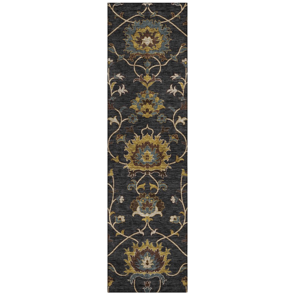 Machine Washable Indoor/Outdoor Chantille ACN2290 Black 2'3" x 7'6" Runner Rug. Picture 1
