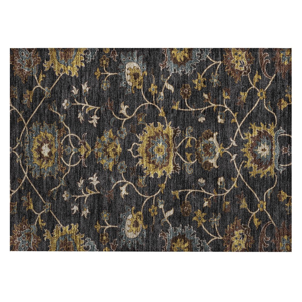 Machine Washable Indoor/Outdoor Chantille ACN2290 Black 1'8" x 2'6" Rug. Picture 1