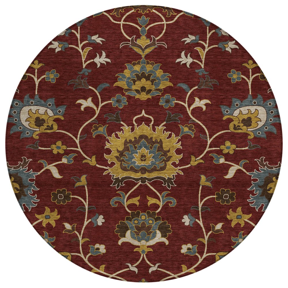 Machine Washable Indoor/Outdoor Chantille ACN2290 Red 8' x 8' Round Rug. Picture 1