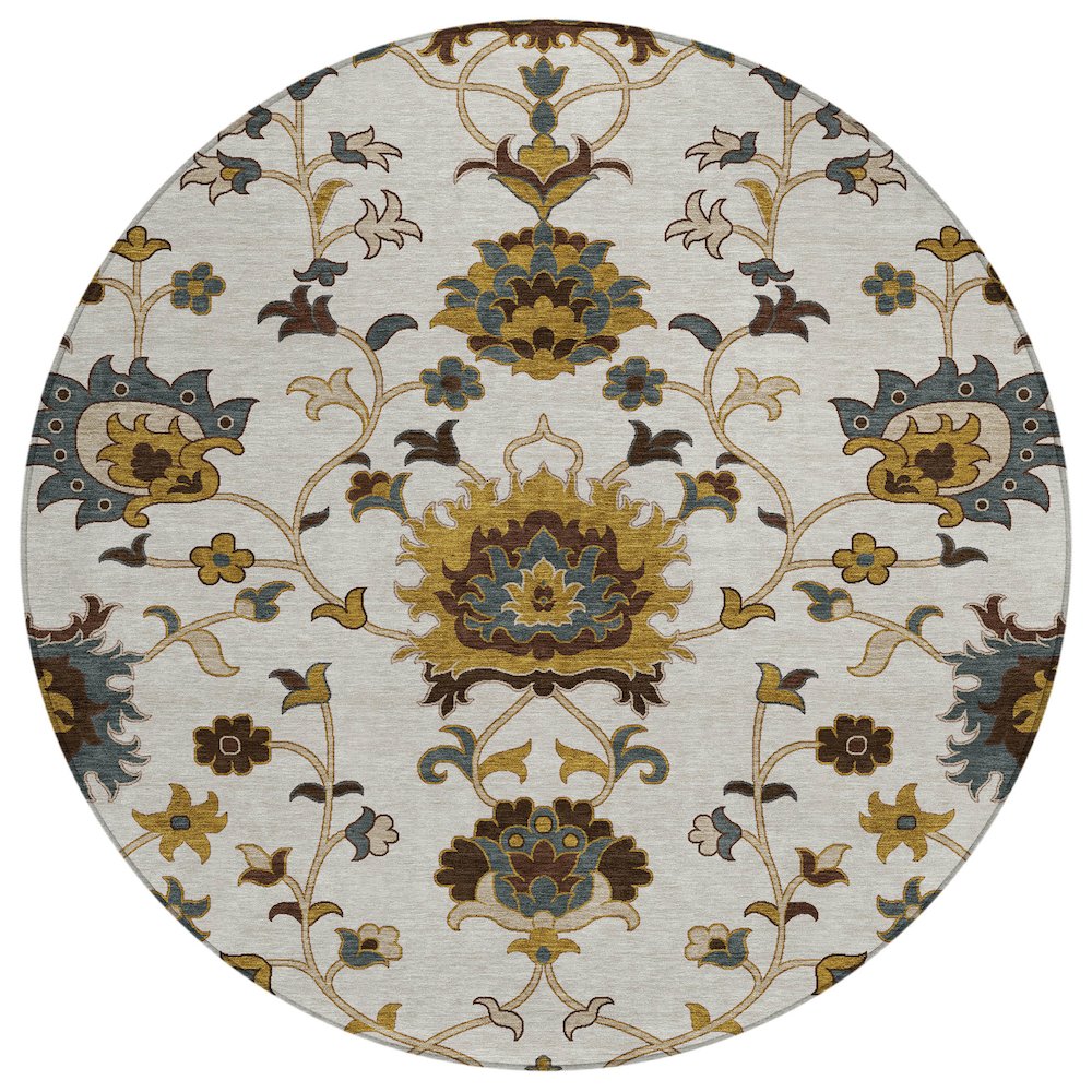 Machine Washable Indoor/Outdoor Chantille ACN2290 Ivory 8' x 8' Round Rug. Picture 1