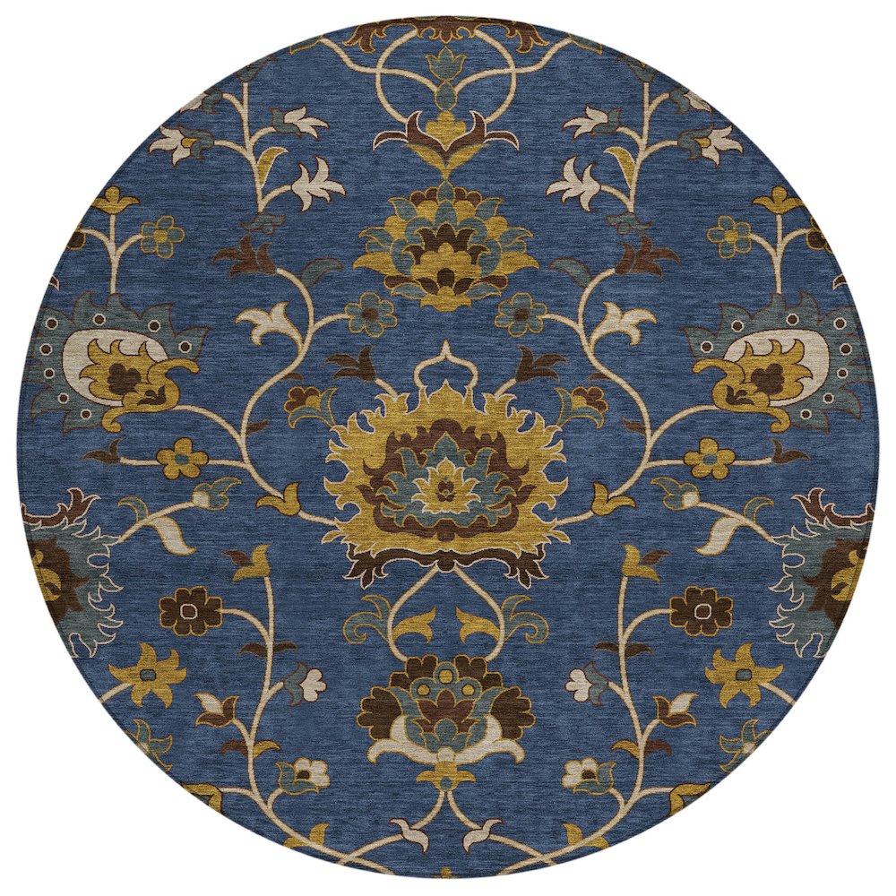 Machine Washable Indoor/Outdoor Chantille ACN2290 Blue 8' x 8' Round Rug. Picture 1