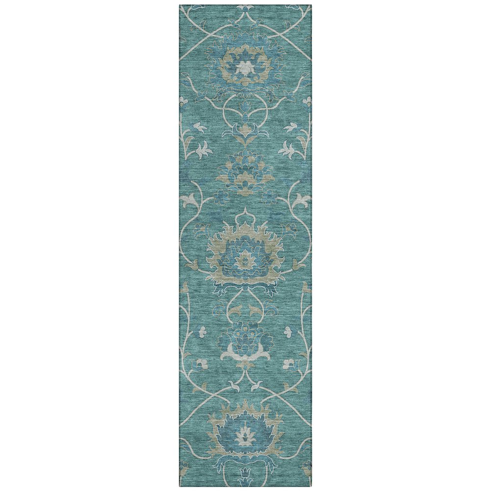 Machine Washable Indoor/Outdoor Chantille ACN2290 Teal 2'3" x 7'6" Runner Rug. Picture 1