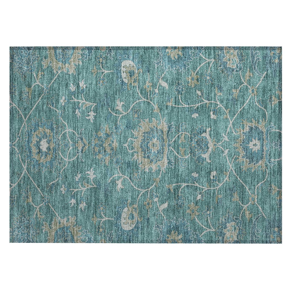 Machine Washable Indoor/Outdoor Chantille ACN2290 Teal 1'8" x 2'6" Rug. Picture 1