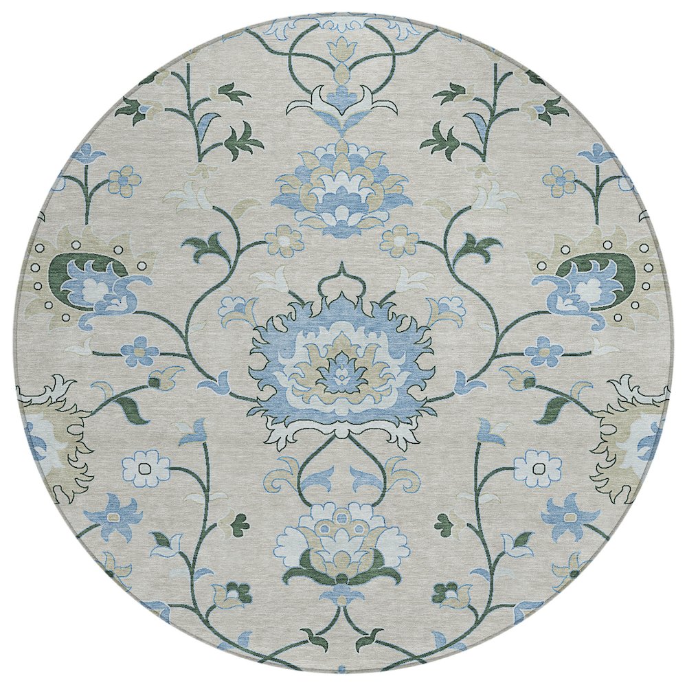 Machine Washable Indoor/Outdoor Chantille ACN2291 Brown 8' x 8' Round Rug. Picture 1