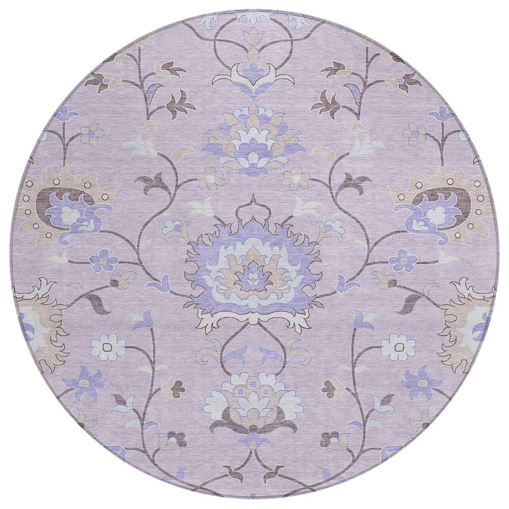 Machine Washable Indoor/Outdoor Chantille ACN2291 Pink 8' x 8' Round Rug. Picture 1
