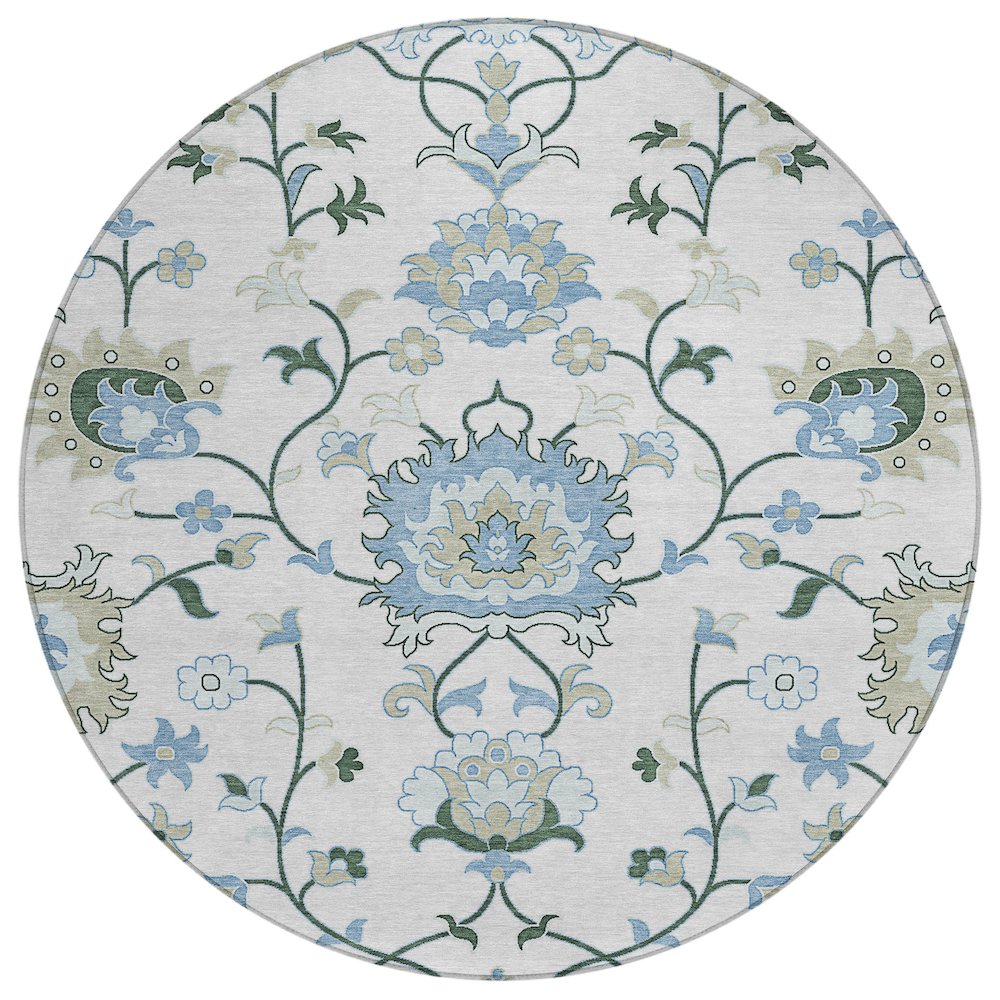 Machine Washable Indoor/Outdoor Chantille ACN2291 Ivory 8' x 8' Round Rug. Picture 1