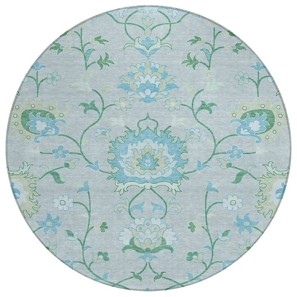 Machine Washable Indoor/Outdoor Chantille ACN2291 Green 8' x 8' Round Rug. Picture 1