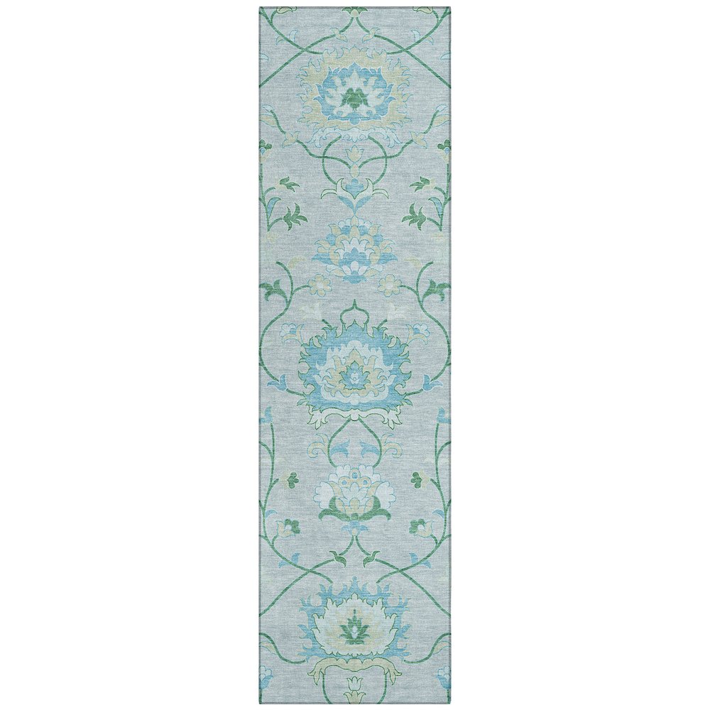 Machine Washable Indoor/Outdoor Chantille ACN2291 Green 2'3" x 7'6" Runner Rug. Picture 1