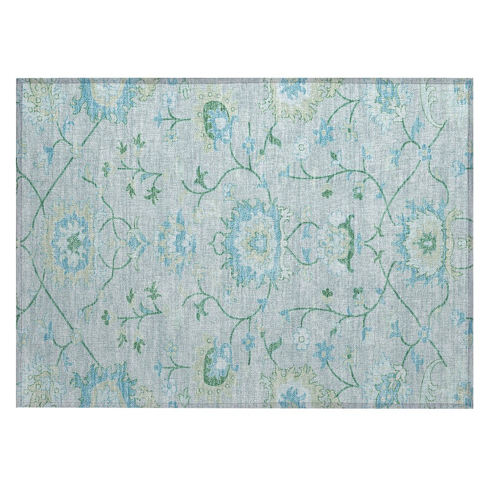 Machine Washable Indoor/Outdoor Chantille ACN2291 Green 1'8" x 2'6" Rug. Picture 1