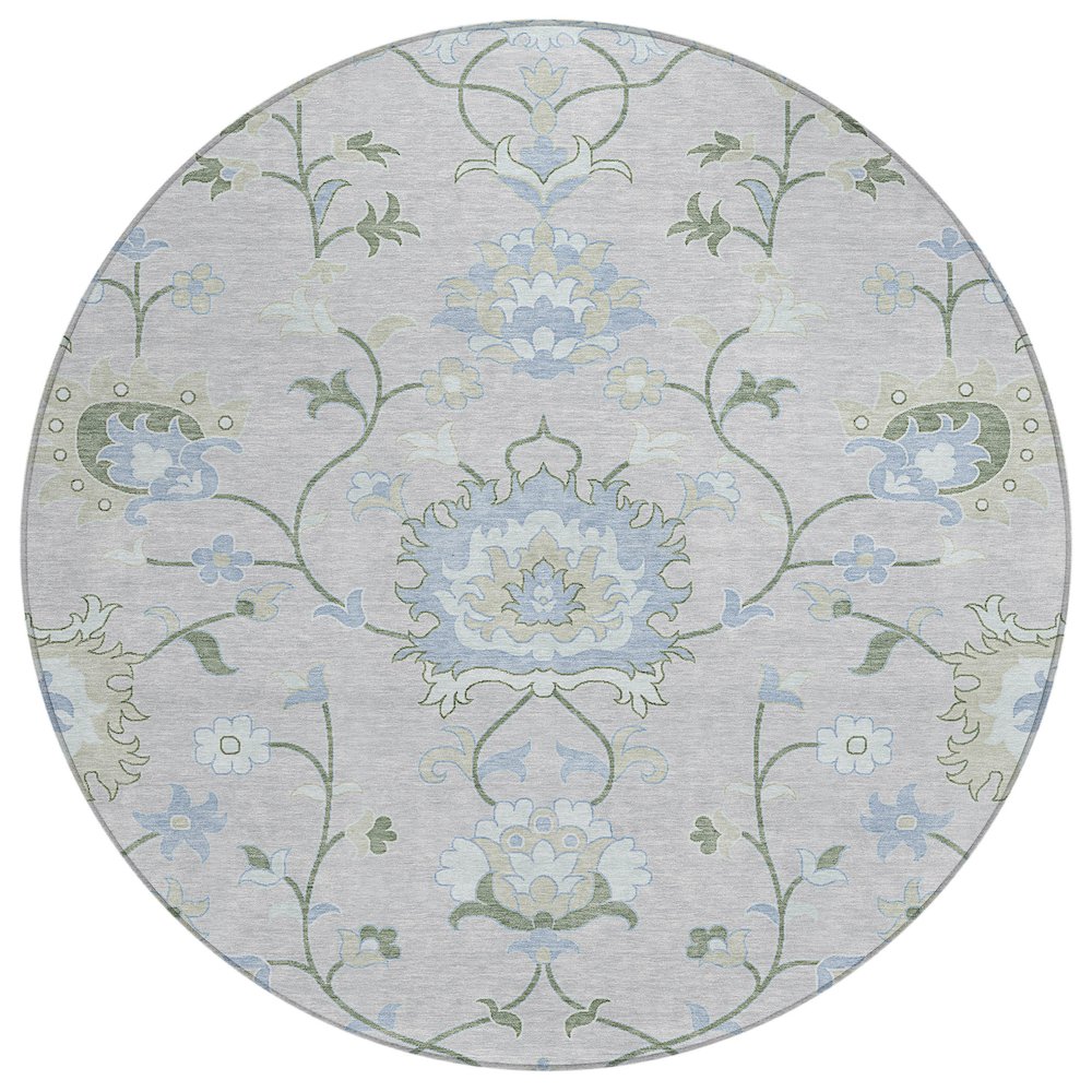 Machine Washable Indoor/Outdoor Chantille ACN2291 Ivory 8' x 8' Round Rug. Picture 1