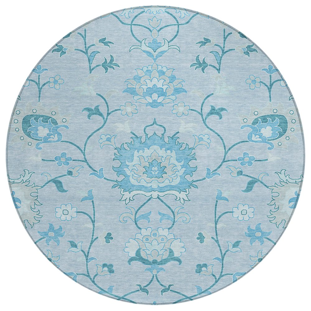 Machine Washable Indoor/Outdoor Chantille ACN2291 Blue 8' x 8' Round Rug. Picture 1