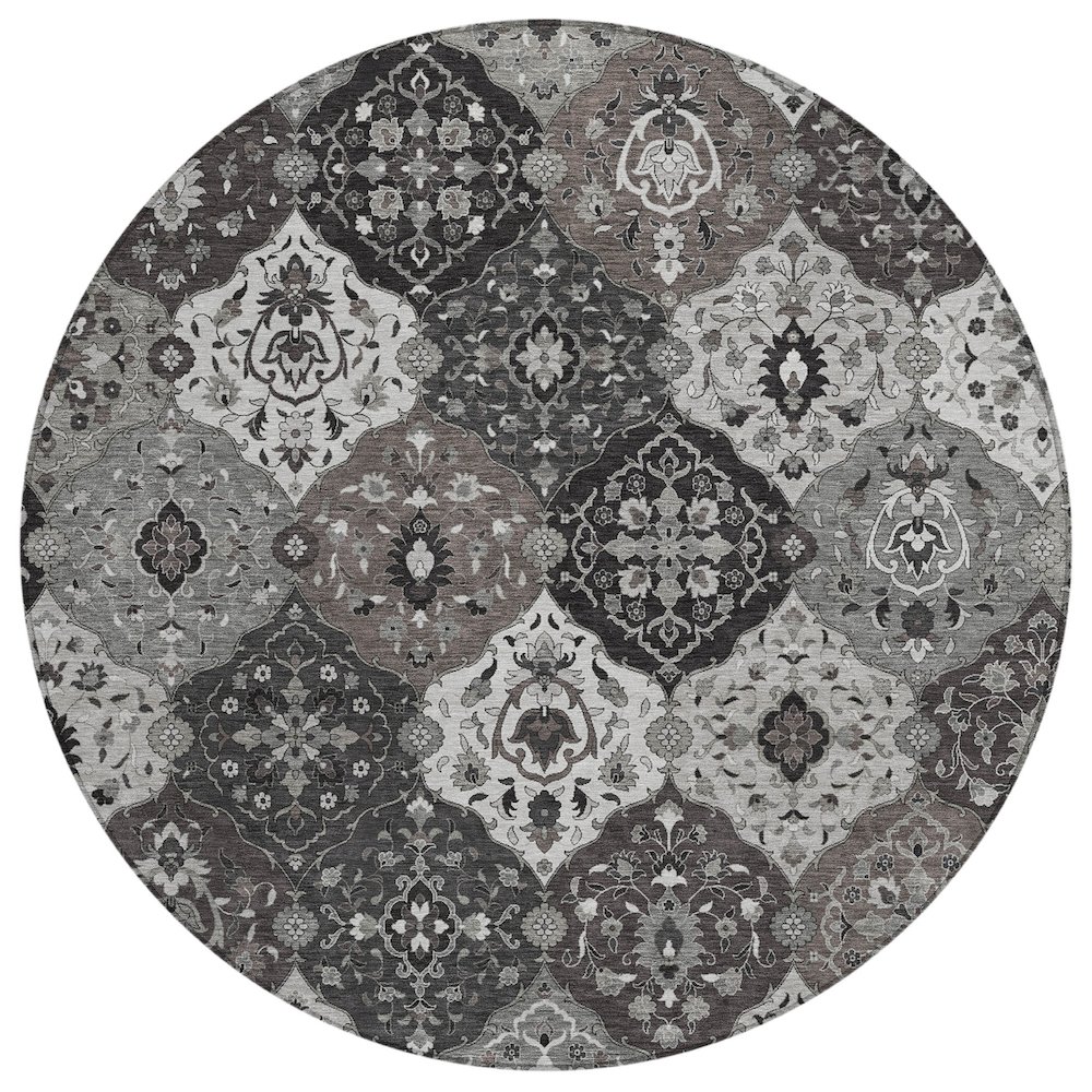 Machine Washable Indoor/Outdoor Chantille ACN2292 Gray 8' x 8' Round Rug. Picture 1