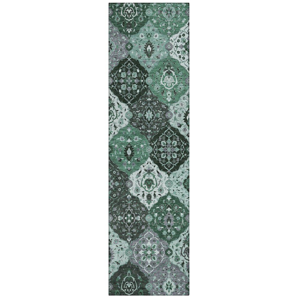Machine Washable Indoor/Outdoor Chantille ACN2292 Green 2'3" x 7'6" Runner Rug. Picture 1