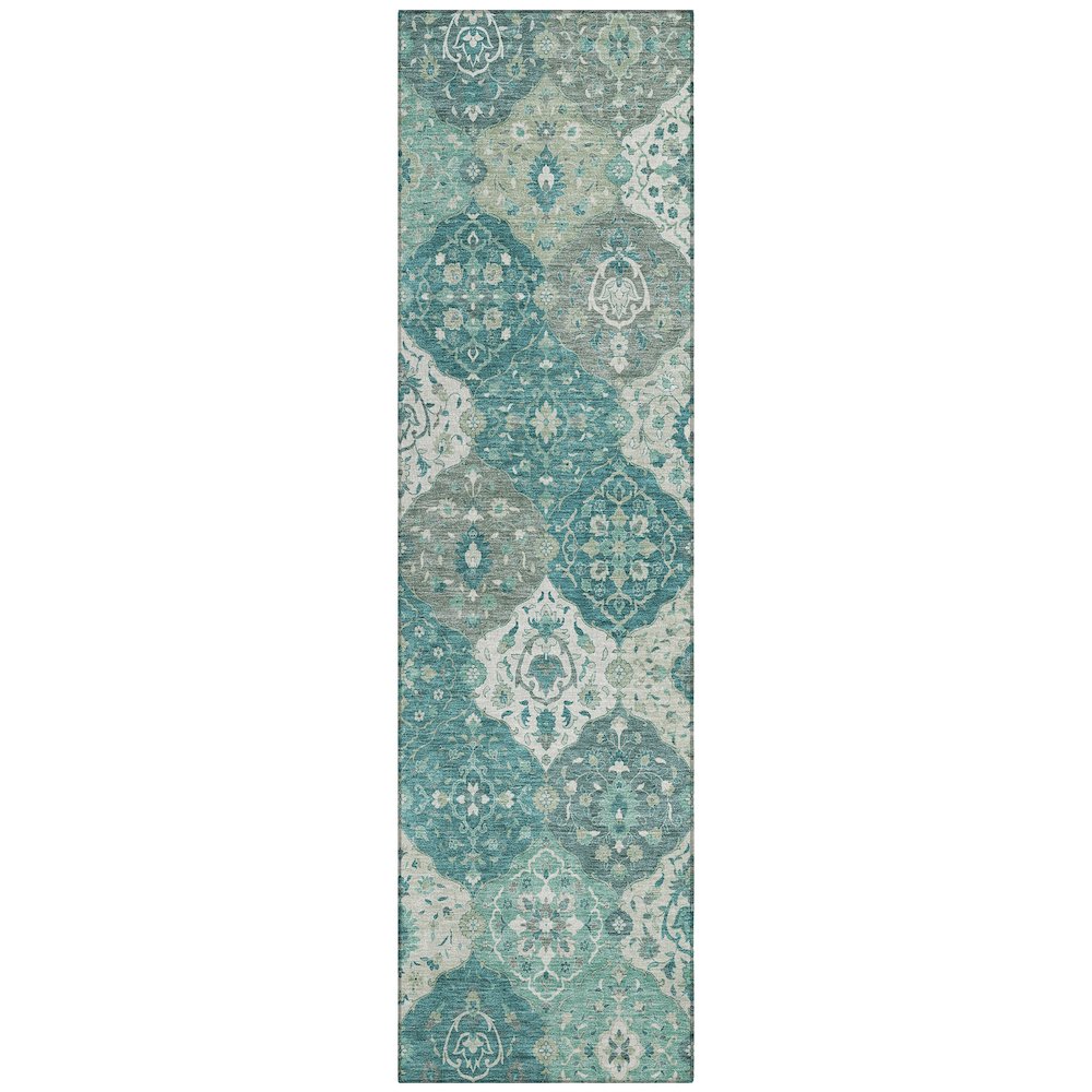 Machine Washable Indoor/Outdoor Chantille ACN2292 Teal 2'3" x 7'6" Runner Rug. Picture 1
