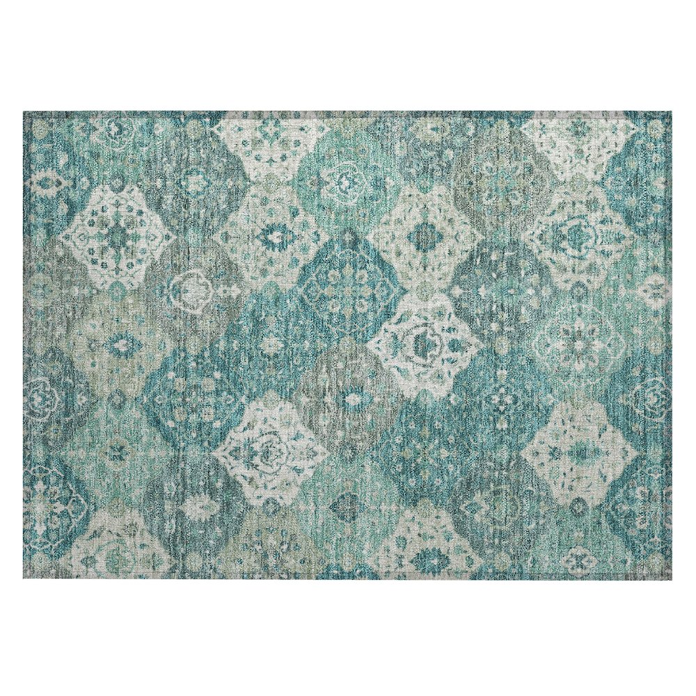 Machine Washable Indoor/Outdoor Chantille ACN2292 Teal 1'8" x 2'6" Rug. Picture 1