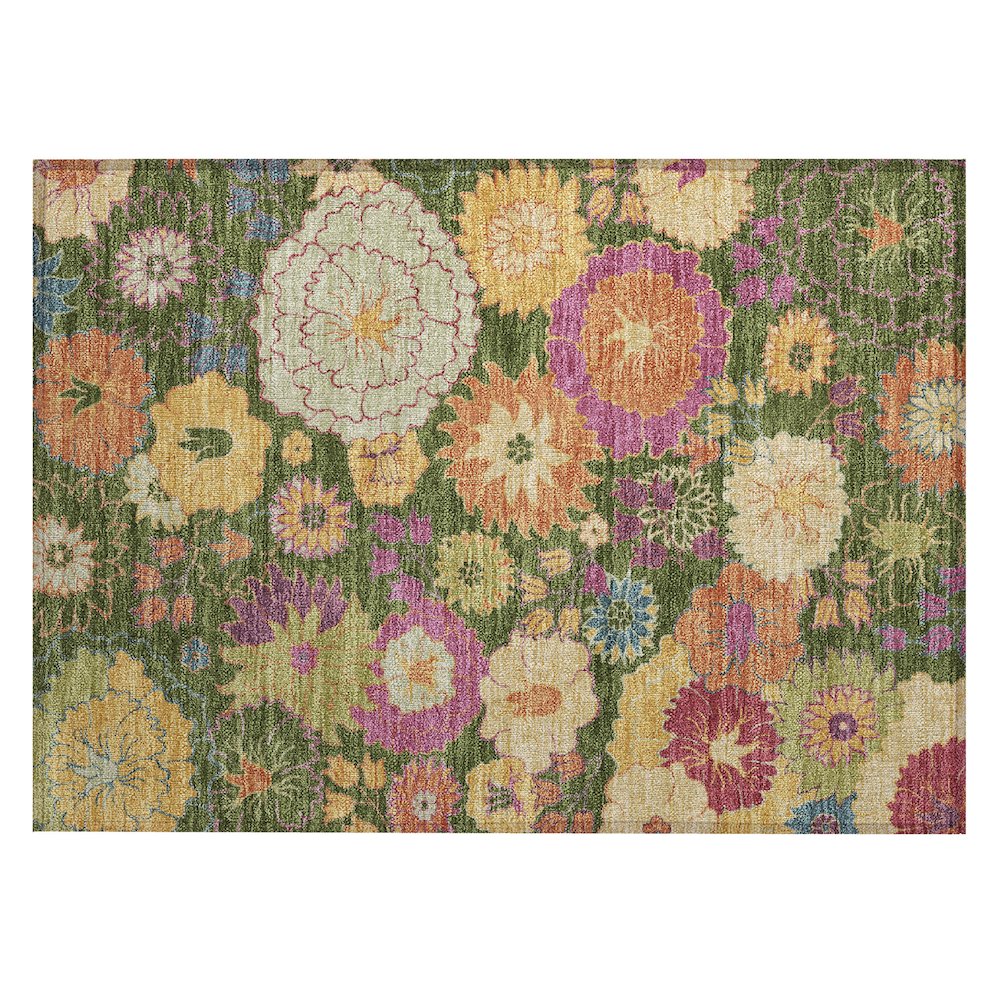 Machine Washable Indoor/Outdoor Chantille ACN2293 Green 1'8" x 2'6" Rug. Picture 1