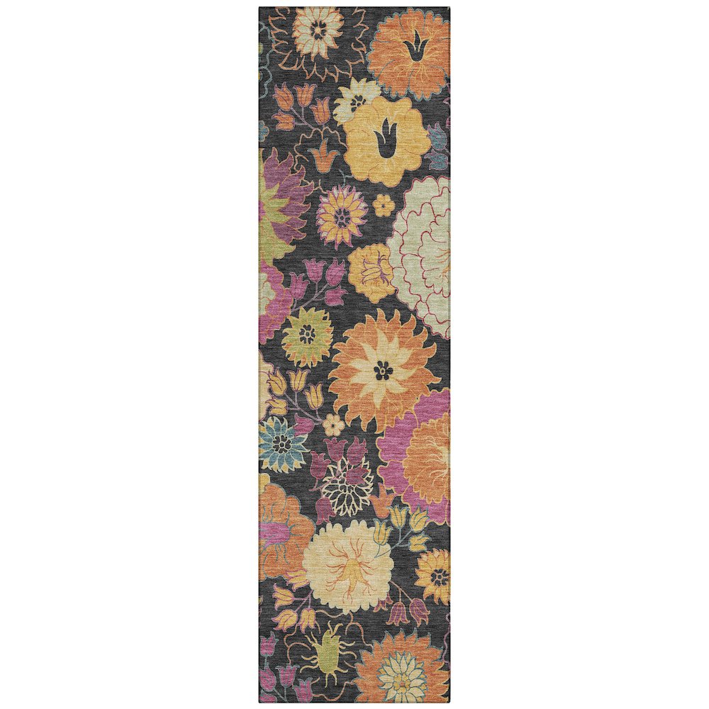 Machine Washable Indoor/Outdoor Chantille ACN2293 Black 2'3" x 7'6" Runner Rug. Picture 1