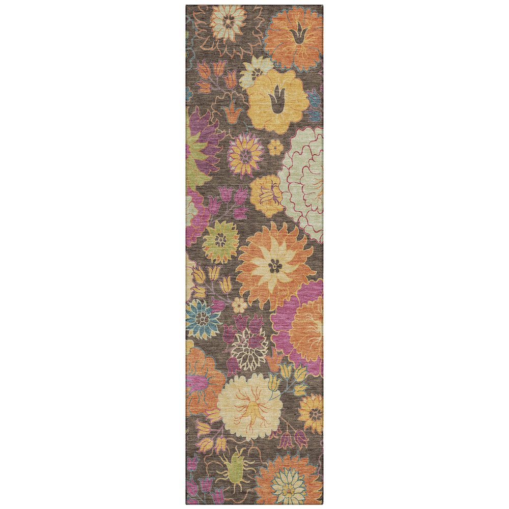 Machine Washable Indoor/Outdoor Chantille ACN2293 Brown 2'3" x 7'6" Runner Rug. Picture 1
