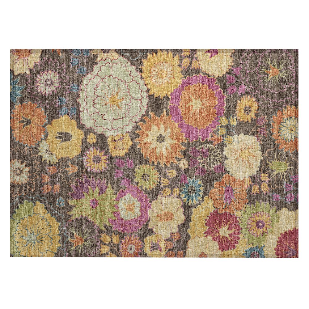 Machine Washable Indoor/Outdoor Chantille ACN2293 Brown 1'8" x 2'6" Rug. Picture 1