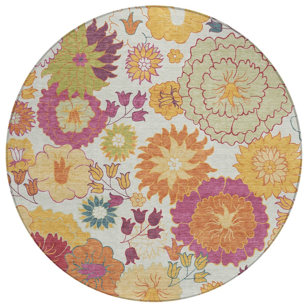 Machine Washable Indoor/Outdoor Chantille ACN2293 Ivory 8' x 8' Round Rug. Picture 1