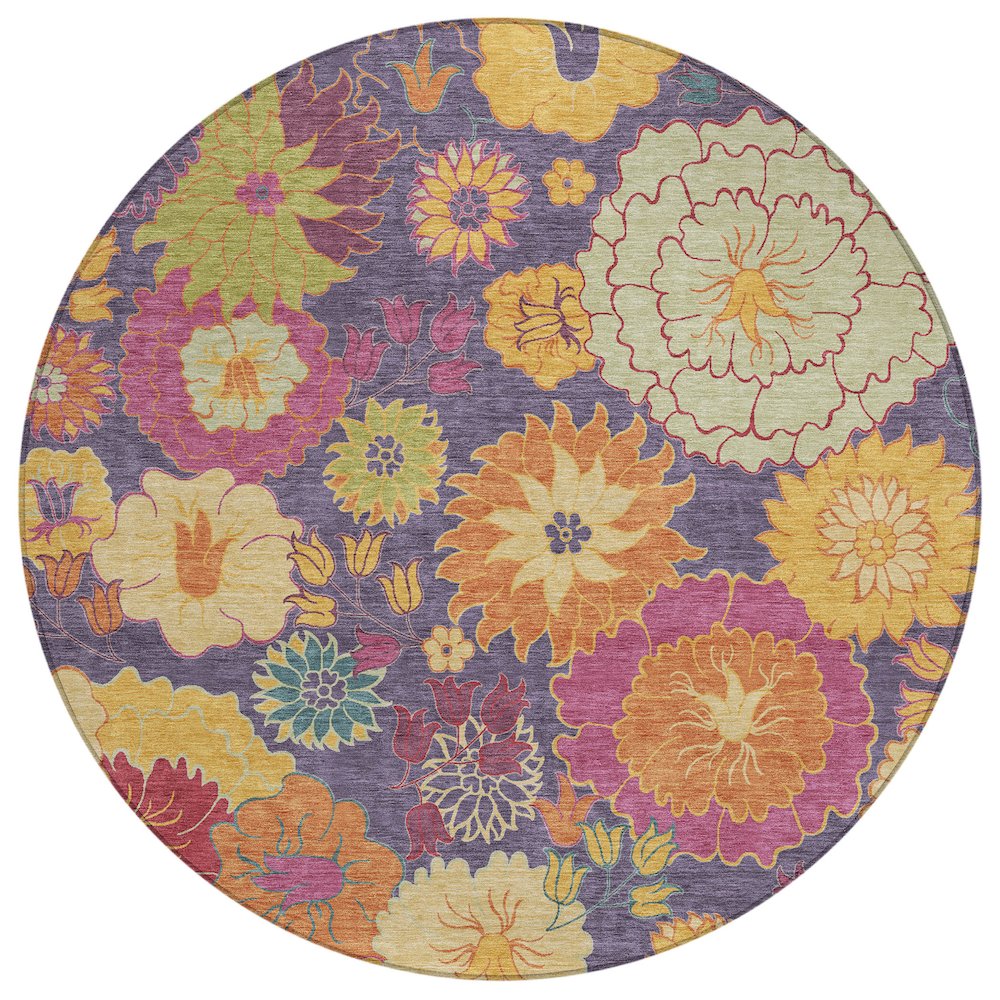 Machine Washable Indoor/Outdoor Chantille ACN2293 Purple 8' x 8' Round Rug. Picture 1