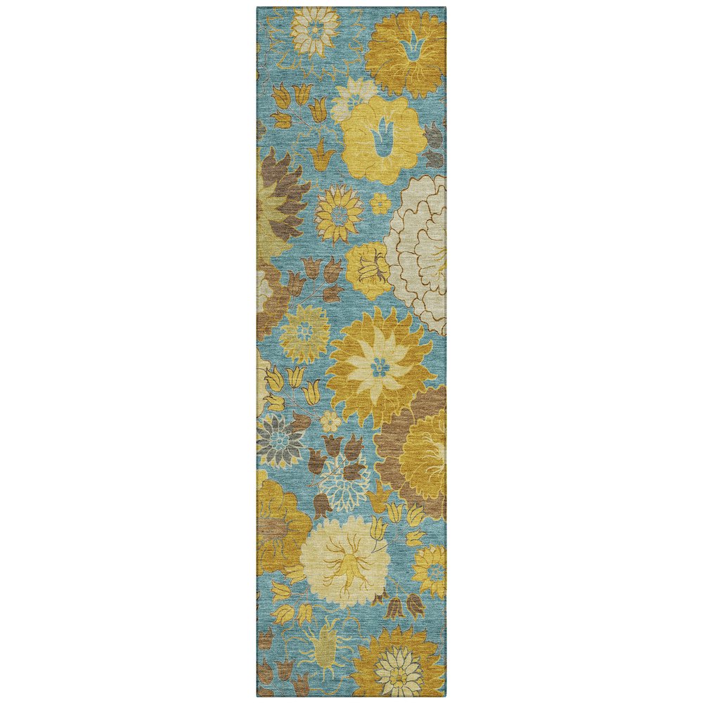 Machine Washable Indoor/Outdoor Chantille ACN2294 Teal 2'3" x 7'6" Runner Rug. Picture 1