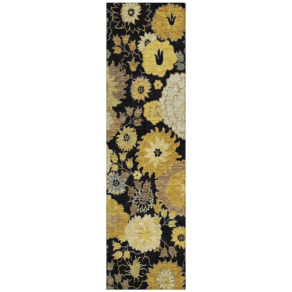 Machine Washable Indoor/Outdoor Chantille ACN2294 Black 2'3" x 7'6" Runner Rug. Picture 1