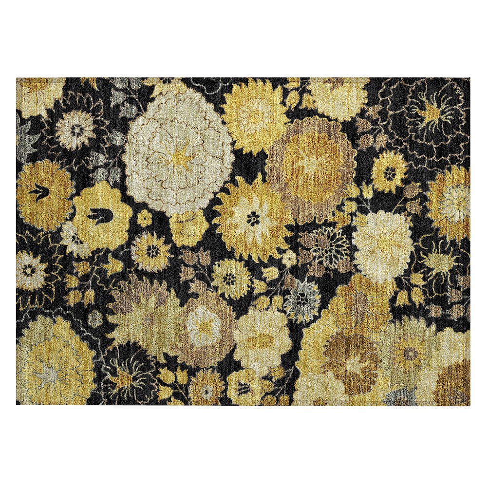 Machine Washable Indoor/Outdoor Chantille ACN2294 Black 1'8" x 2'6" Rug. Picture 1