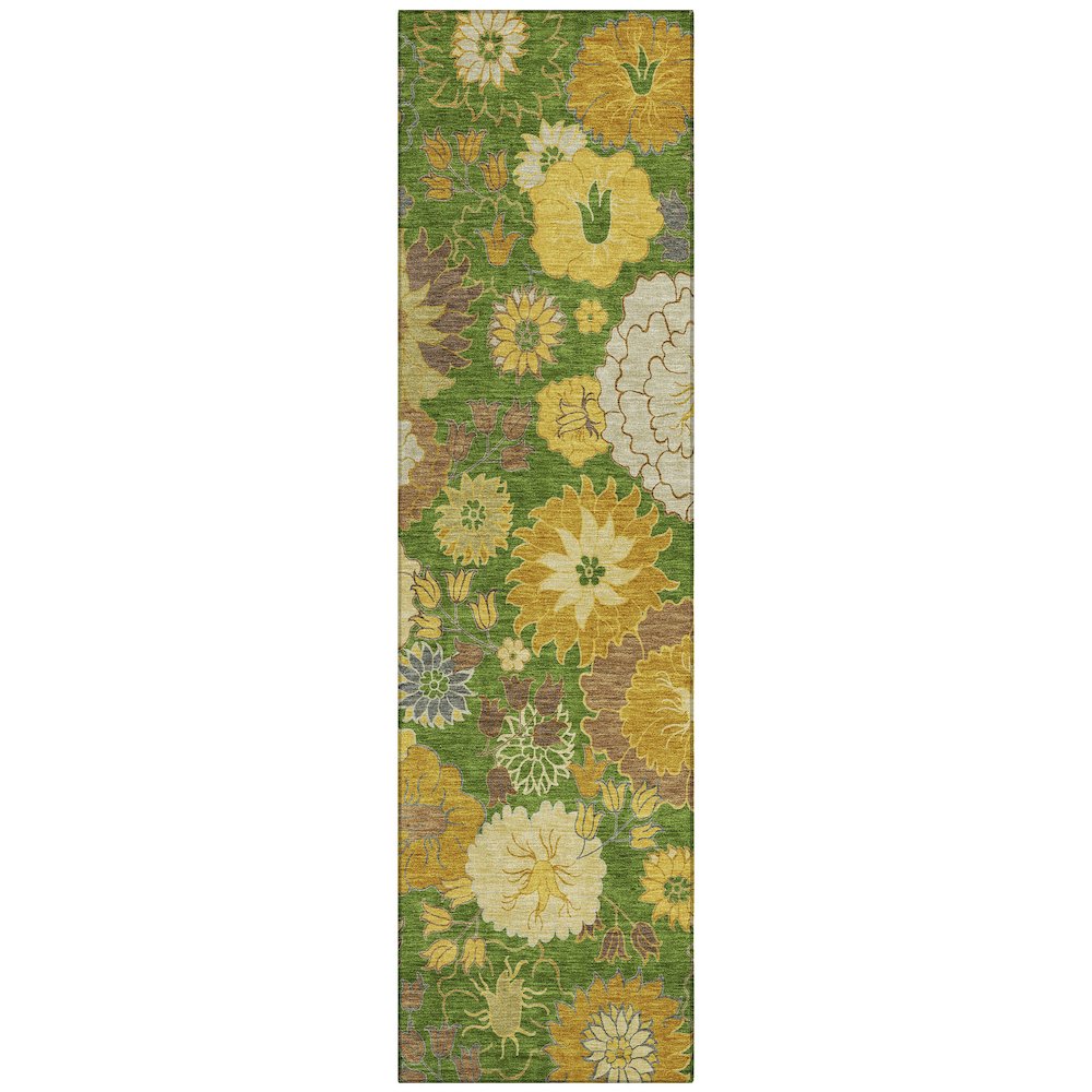 Machine Washable Indoor/Outdoor Chantille ACN2294 Green 2'3" x 7'6" Runner Rug. Picture 1