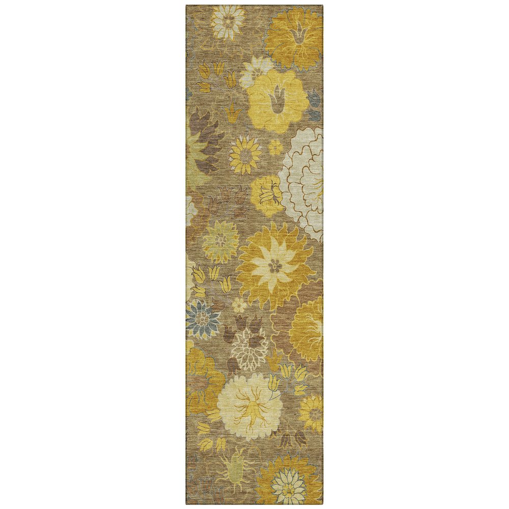 Machine Washable Indoor/Outdoor Chantille ACN2294 Brown 2'3" x 7'6" Runner Rug. Picture 1