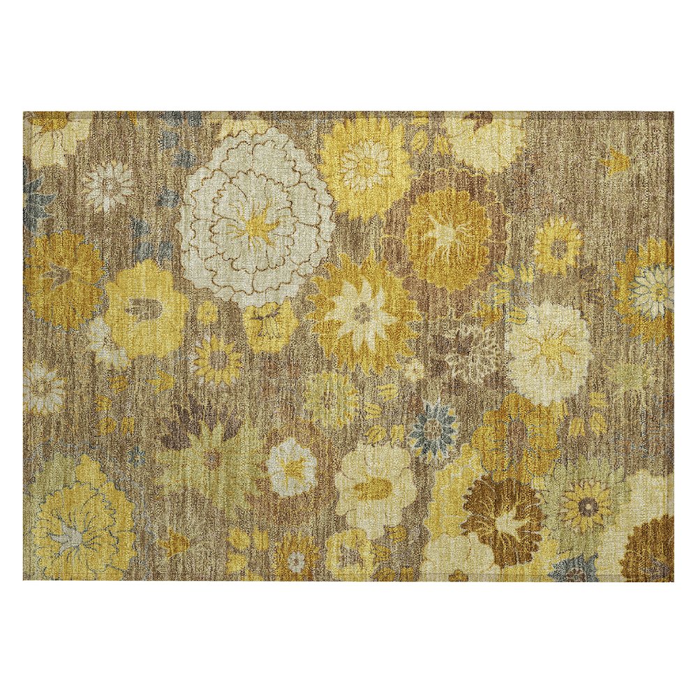Machine Washable Indoor/Outdoor Chantille ACN2294 Brown 1'8" x 2'6" Rug. Picture 1