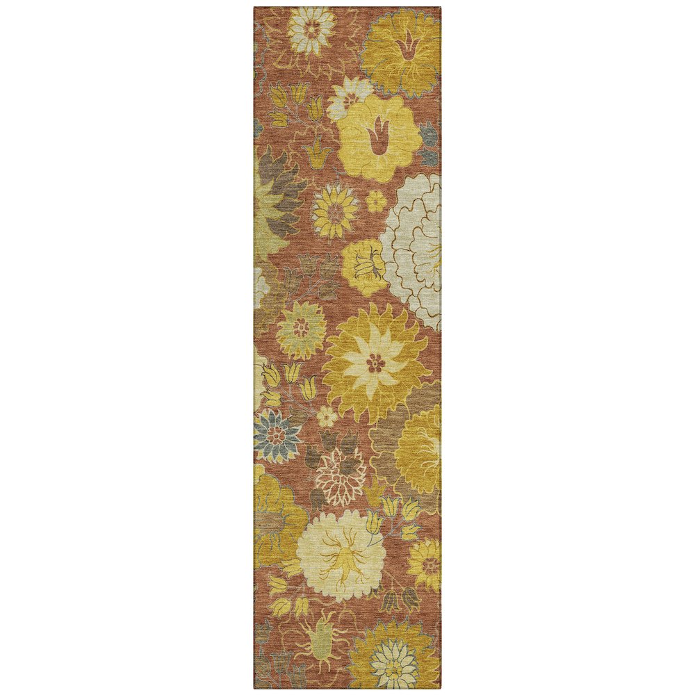 Machine Washable Indoor/Outdoor Chantille ACN2294 Orange 2'3" x 7'6" Runner Rug. Picture 1