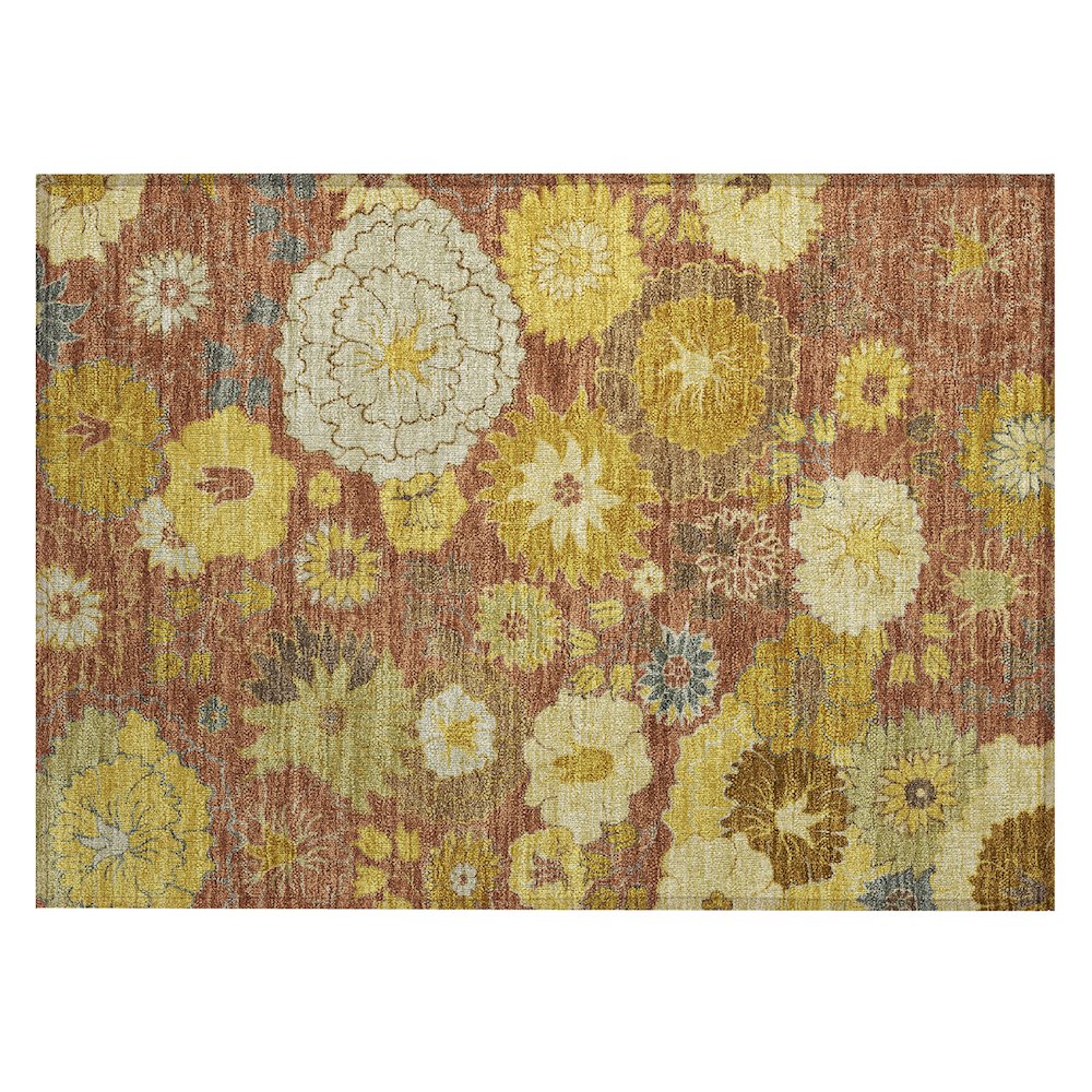 Machine Washable Indoor/Outdoor Chantille ACN2294 Orange 1'8" x 2'6" Rug. Picture 1
