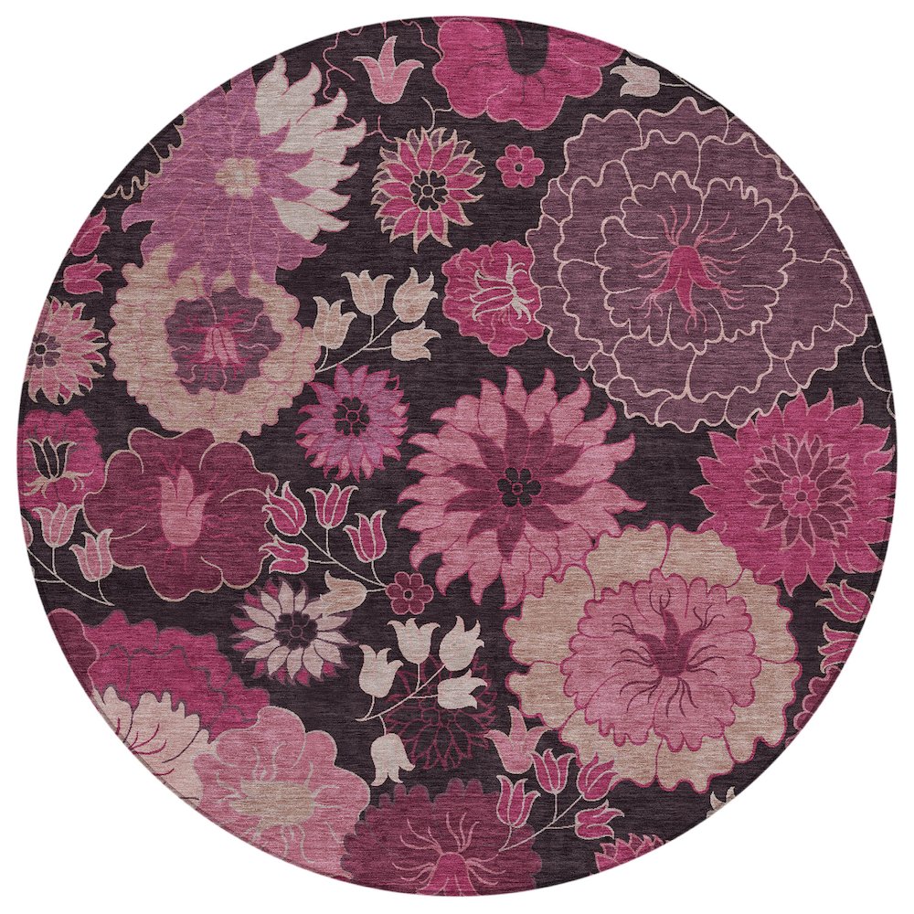 Machine Washable Indoor/Outdoor Chantille ACN2295 Pink 8' x 8' Round Rug. Picture 1