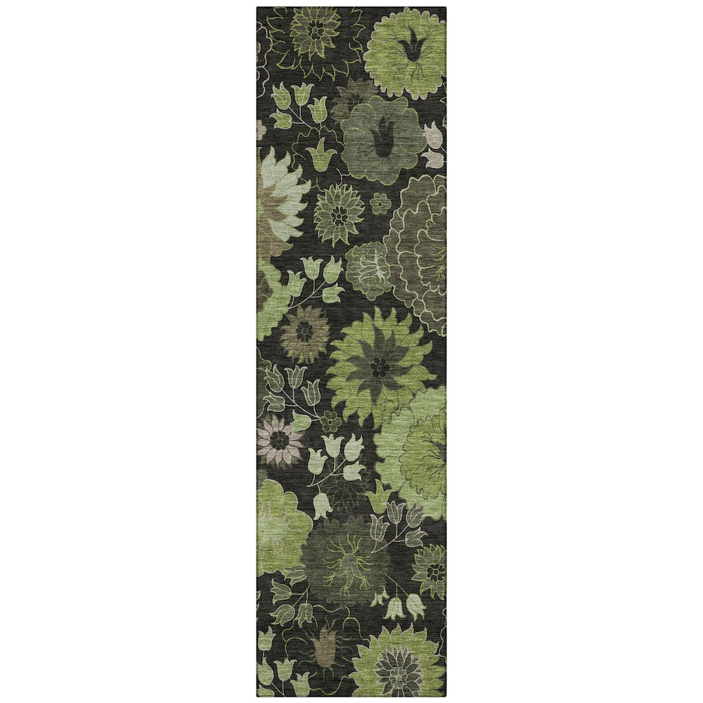 Machine Washable Indoor/Outdoor Chantille ACN2295 Green 2'3" x 7'6" Runner Rug. Picture 1
