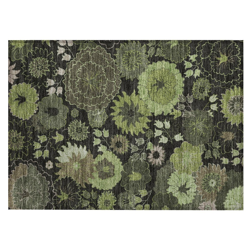 Machine Washable Indoor/Outdoor Chantille ACN2295 Green 1'8" x 2'6" Rug. Picture 1