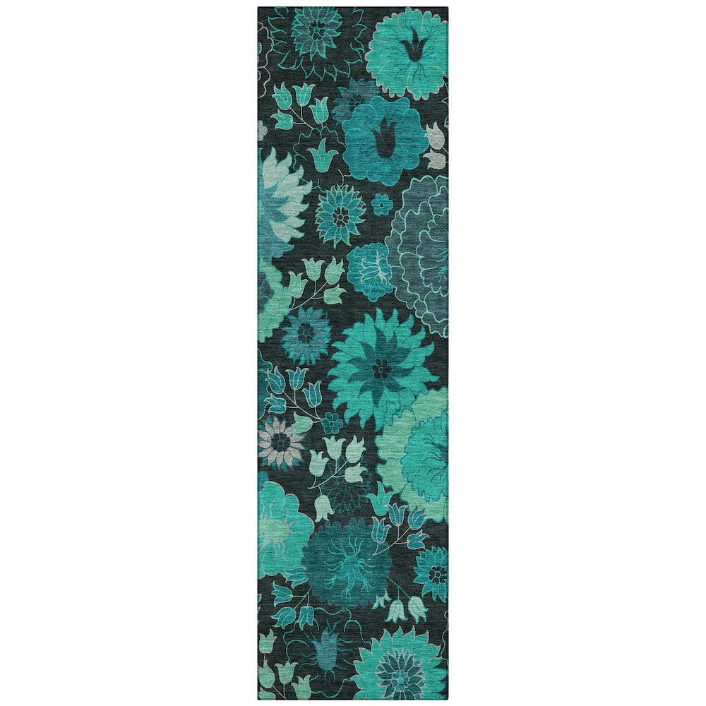 Machine Washable Indoor/Outdoor Chantille ACN2295 Teal 2'3" x 7'6" Runner Rug. Picture 1