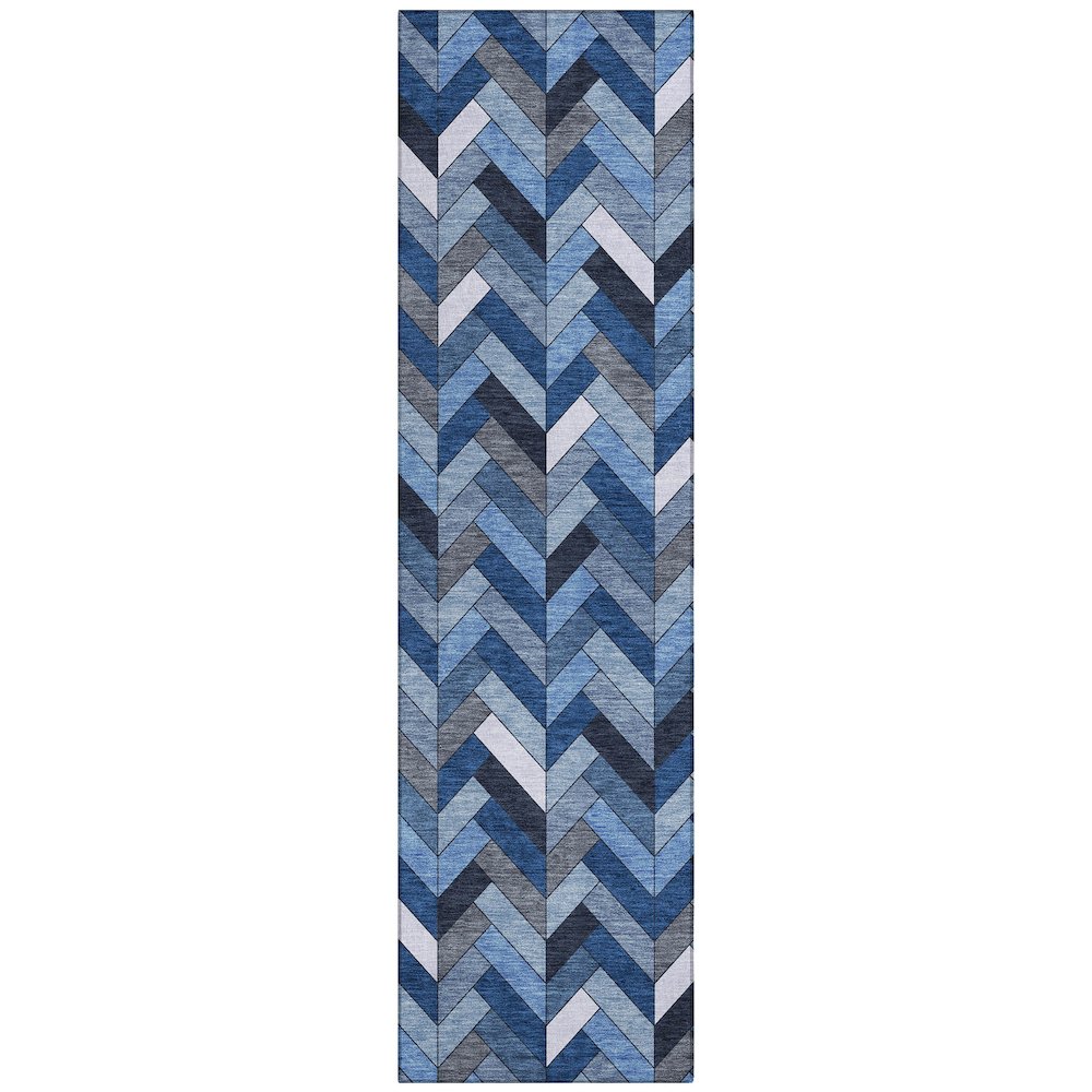 Machine Washable Indoor/Outdoor Chantille ACN2296 Blue 2'3" x 7'6" Runner Rug. Picture 1