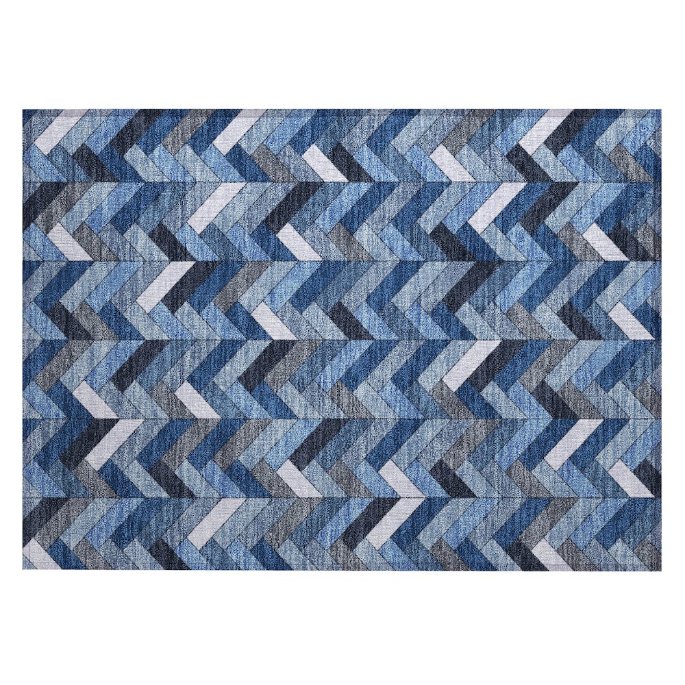 Machine Washable Indoor/Outdoor Chantille ACN2296 Blue 1'8" x 2'6" Rug. Picture 1