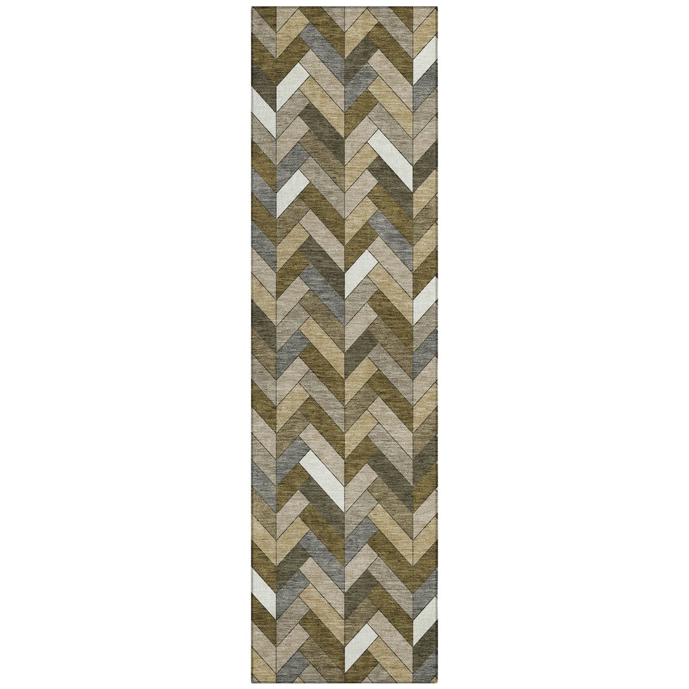 Machine Washable Indoor/Outdoor Chantille ACN2296 Brown 2'3" x 7'6" Runner Rug. Picture 1