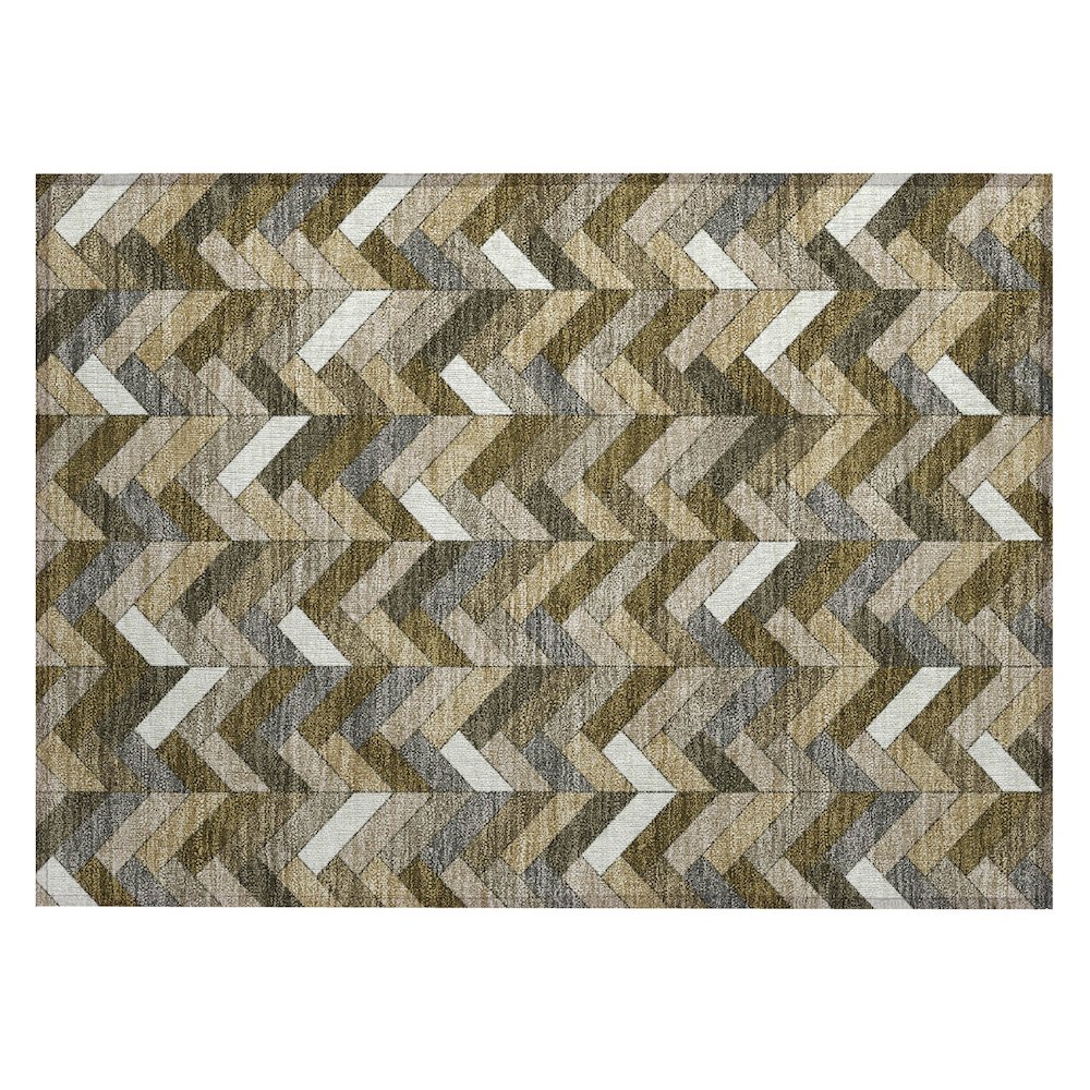 Machine Washable Indoor/Outdoor Chantille ACN2296 Brown 1'8" x 2'6" Rug. Picture 1