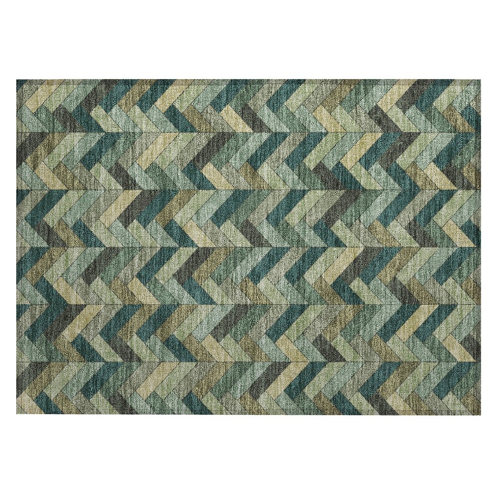 Machine Washable Indoor/Outdoor Chantille ACN2296 Green 1'8" x 2'6" Rug. Picture 1